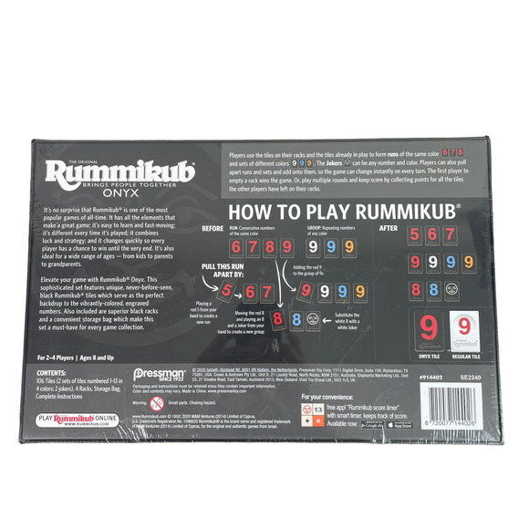Pressman Games Pressman Rummikub Onyx Tile Game Special Edition Black Tiles Brand New Poshmark